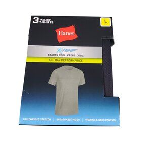Hanes X-Temp Black and Gray Tagless Breathable T-Shirts 3-Pack Large